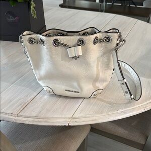 Michael Kors White Leather Bucket Bag